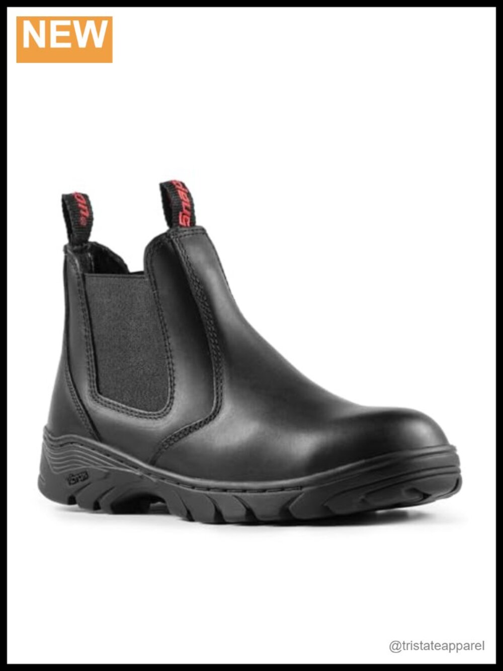 Men's Steel Toe Chelsea Work Boots Slip Resistant Full-Grain Leather Ankle